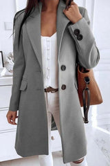 Fitted Classic Women's Wool Coat - Longline Slim Fit Woolen Gray 3D Changing Face Moving Picture Frame - Tophatter Daily Deals