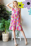 Heimish Full Size Floral Cap Sleeve Tiered Dress Casual Dresses - Tophatter Daily Deals