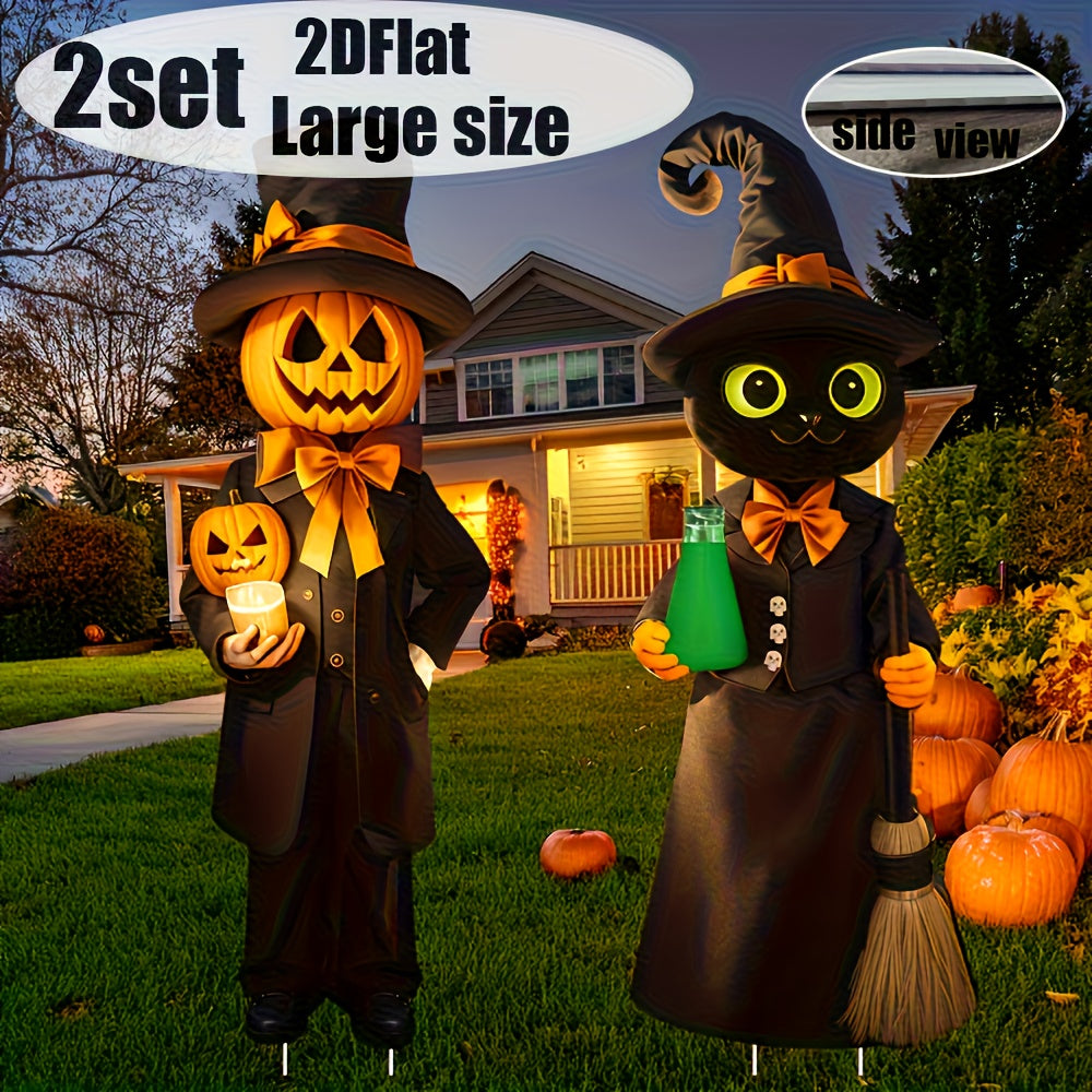 Halloween Yard Pumpkin Gentleman & Black Cat Witch Halloween - Tophatter Daily Deals