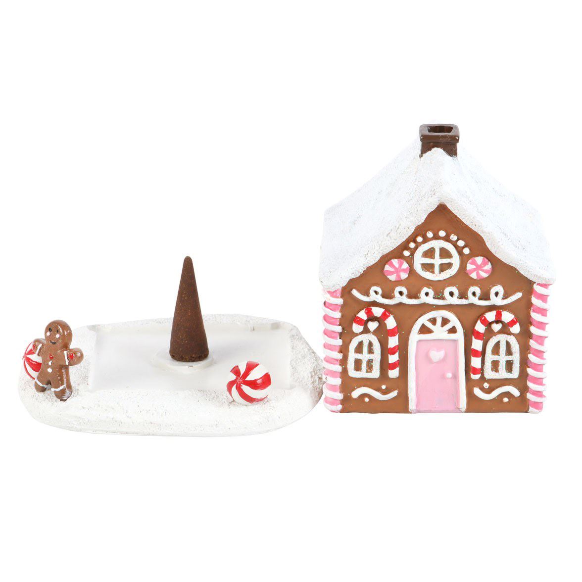 Pink Gingerbread House Incense Burner | Christmas Ornament with Cinnamon Cones Oil Burner - Tophatter Daily Deals