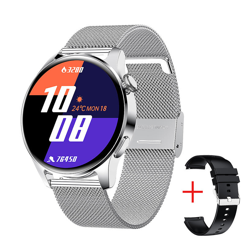 BW0256 Smart Watch Music Play Bluetooth Call Silver mesh belt - Tophatter Daily Deals