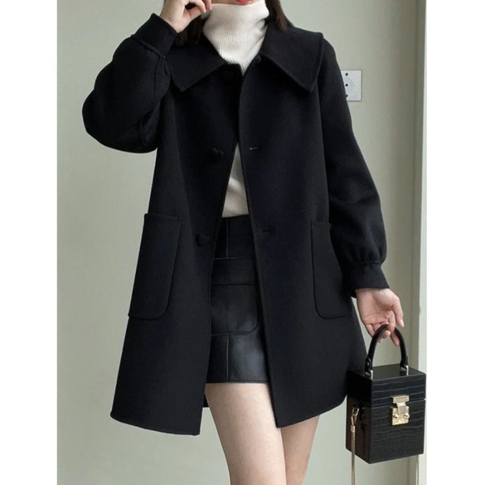 Warm Classic Women’s Wool Coat - Slim A Line, Wool For Fall Black 3D Changing Face Moving Picture Frame - Tophatter Daily Deals