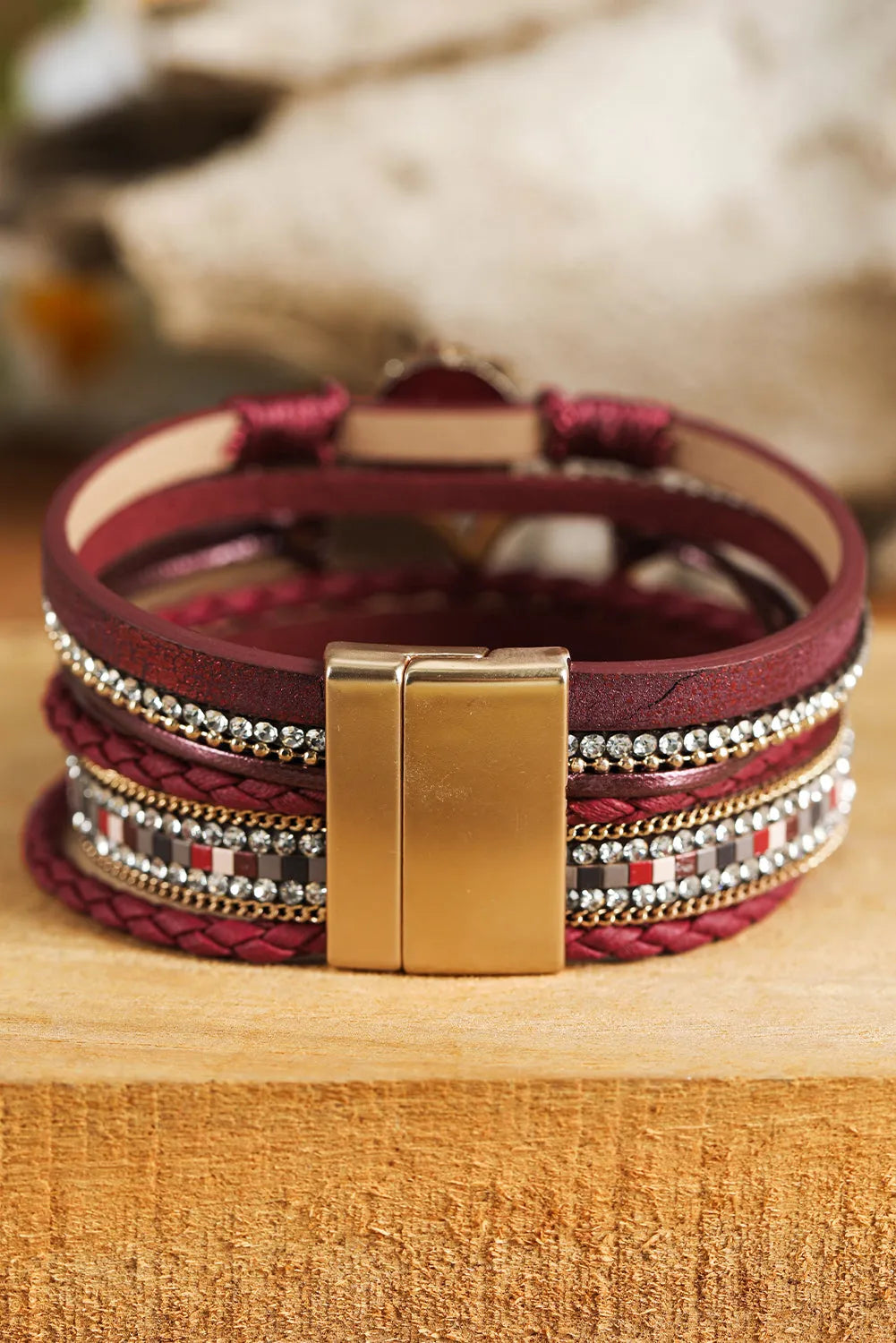 Fiery Red Valentine Rhinestone Heart Layered Bracelet Bracelets - Tophatter Daily Deals