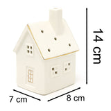 White Ceramic LED House | Light Up Christmas Ornament | Christmas Village Decor - 14cm LED Light - Tophatter Daily Deals