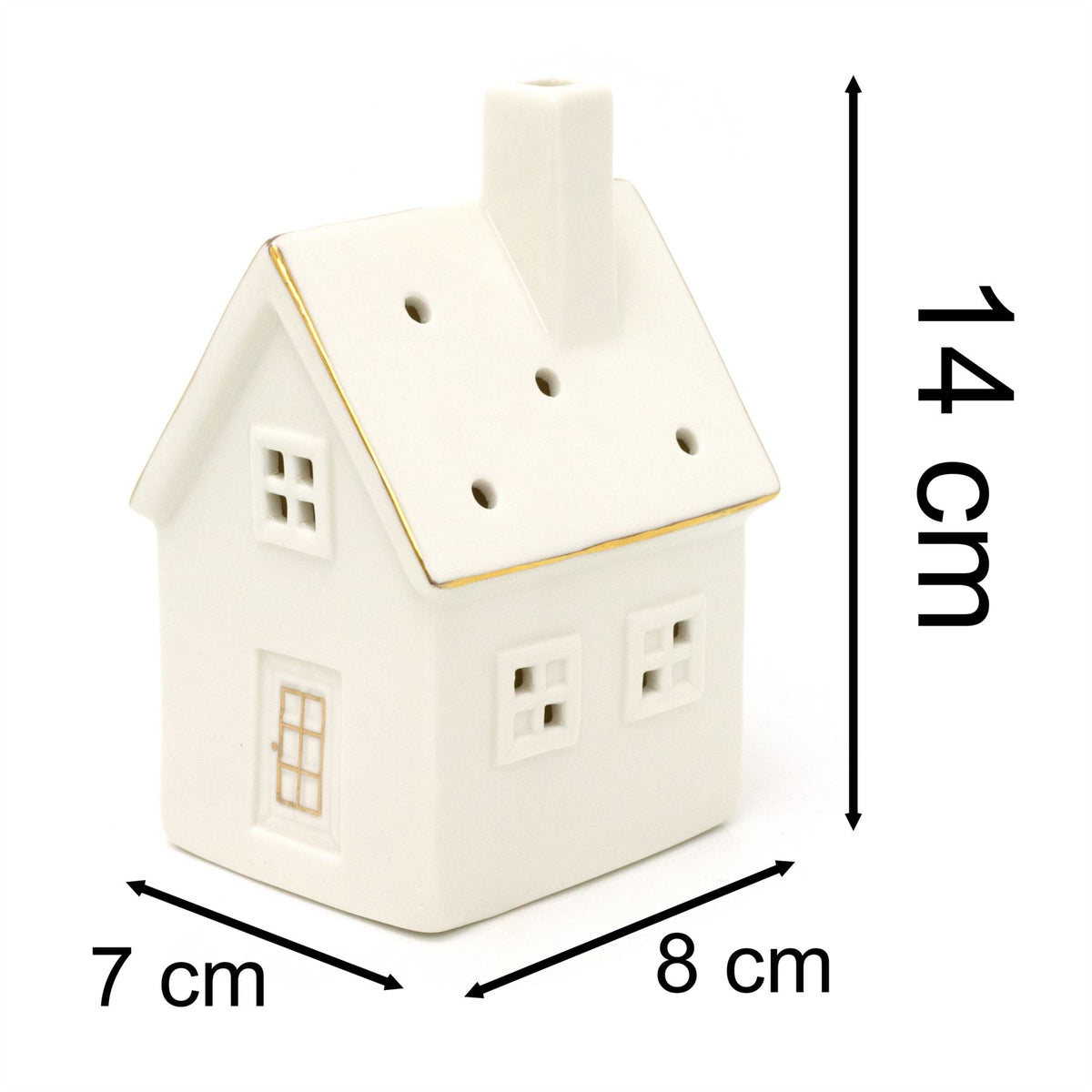 White Ceramic LED House | Light Up Christmas Ornament | Christmas Village Decor - 14cm LED Light - Tophatter Daily Deals