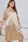 Plus Size Flutter Sleeve V-Neck Side Slit Night Gown Sleep Dresses - Tophatter Daily Deals