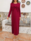 Twisted Round Neck Long Sleeve Dress Casual Dresses - Tophatter Daily Deals