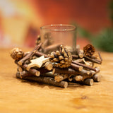 Rustic Wooden Glass Festive Christmas Tealight Candle Holder Decoration Centerpiece Candle Holder - Tophatter Daily Deals