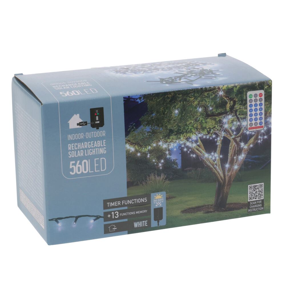 560 Cool White LED Outdoor Solar Fairy Lights with 13 Modes, Timer & Remote Control String Lights - Tophatter Daily Deals