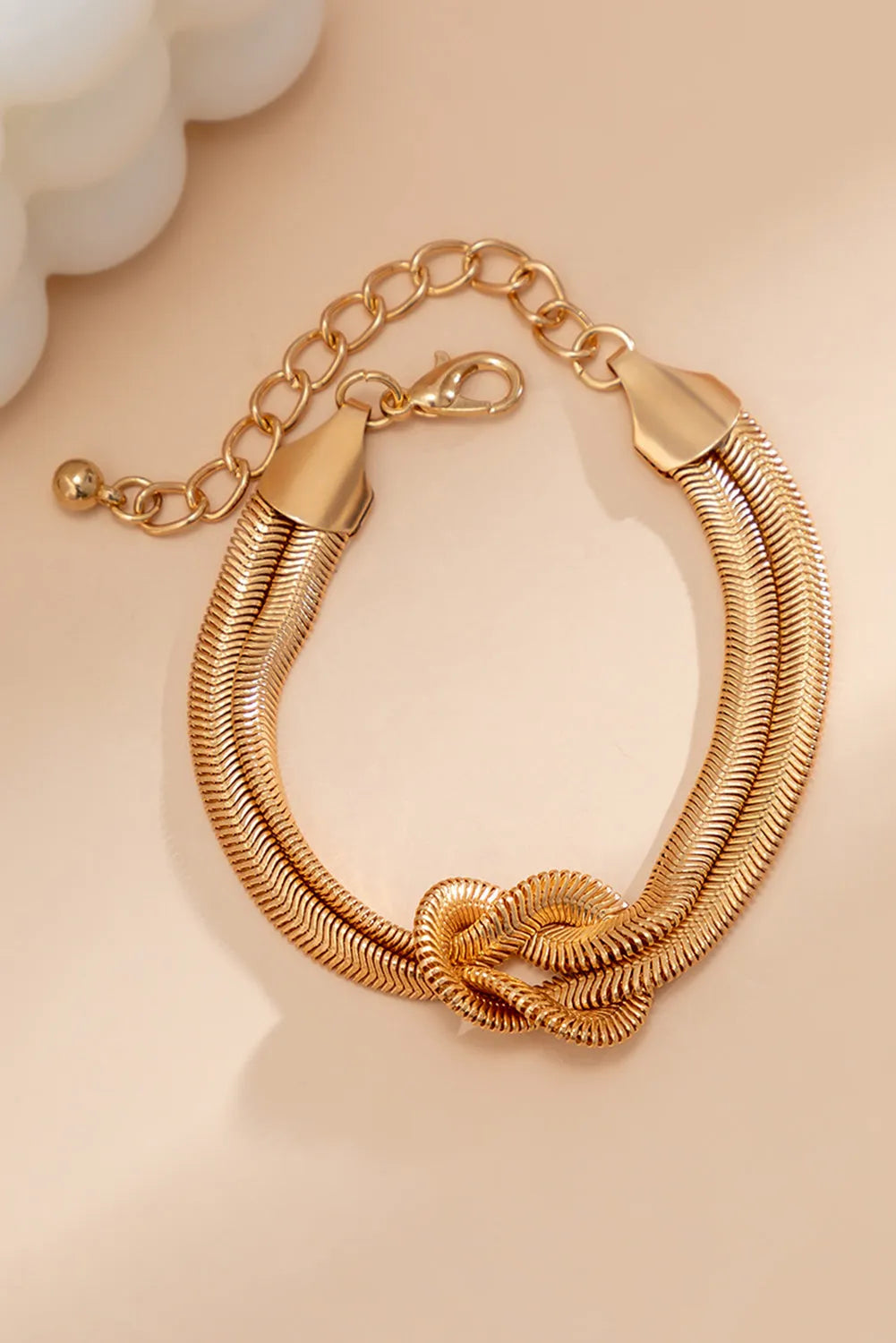 Gold Knotted Snake Bone Chain Adjustable Bracelet Bracelets - Tophatter Daily Deals