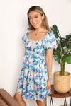 Double Take Floral Square Neck Puff Sleeve Dress Casual Dresses - Tophatter Daily Deals