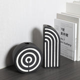 Black And White Striped Ceramic Dried Flower Vase Decorative Art Ornaments 0 - Tophatter Daily Deals