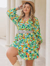 Plus Size Printed Surplice Long Sleeve Mini Dress Casual Dresses - Tophatter Daily Deals