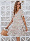 Ditsy Floral V-Neck Mini Dress Casual Dresses - Tophatter Daily Deals