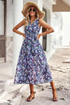 Floral Belted Surplice Sleeveless Tiered Dress Purple Casual Dresses - Tophatter Daily Deals