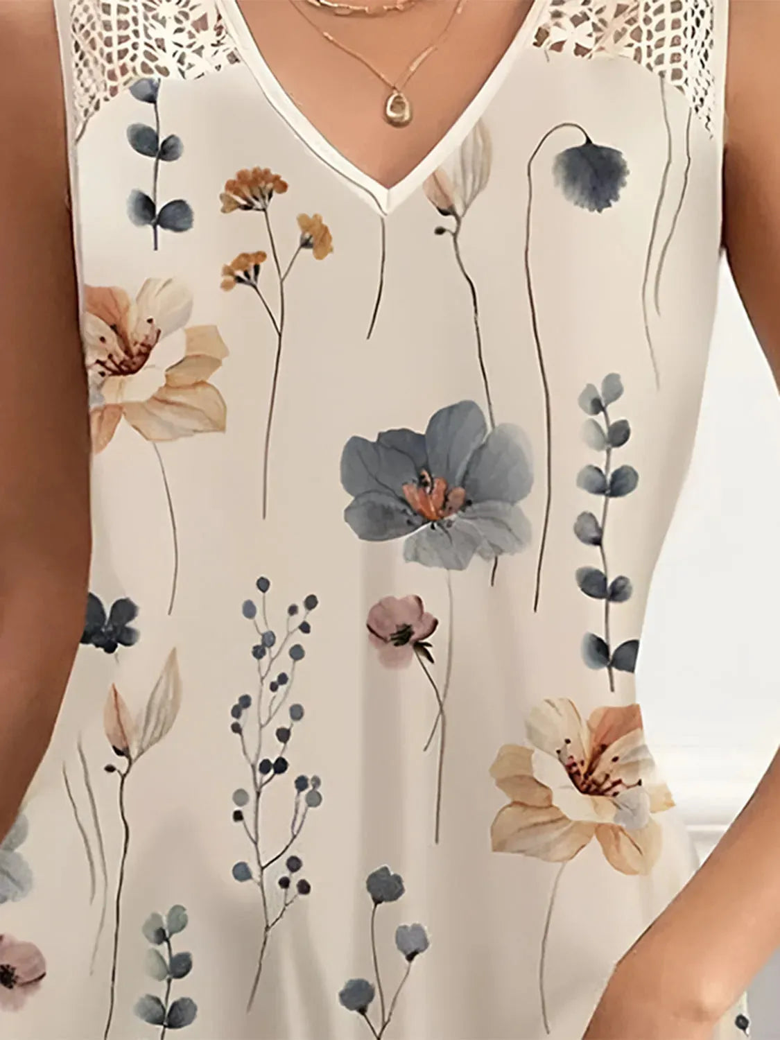 Printed V-Neck Sleeveless Mini Dress Casual Dresses - Tophatter Daily Deals