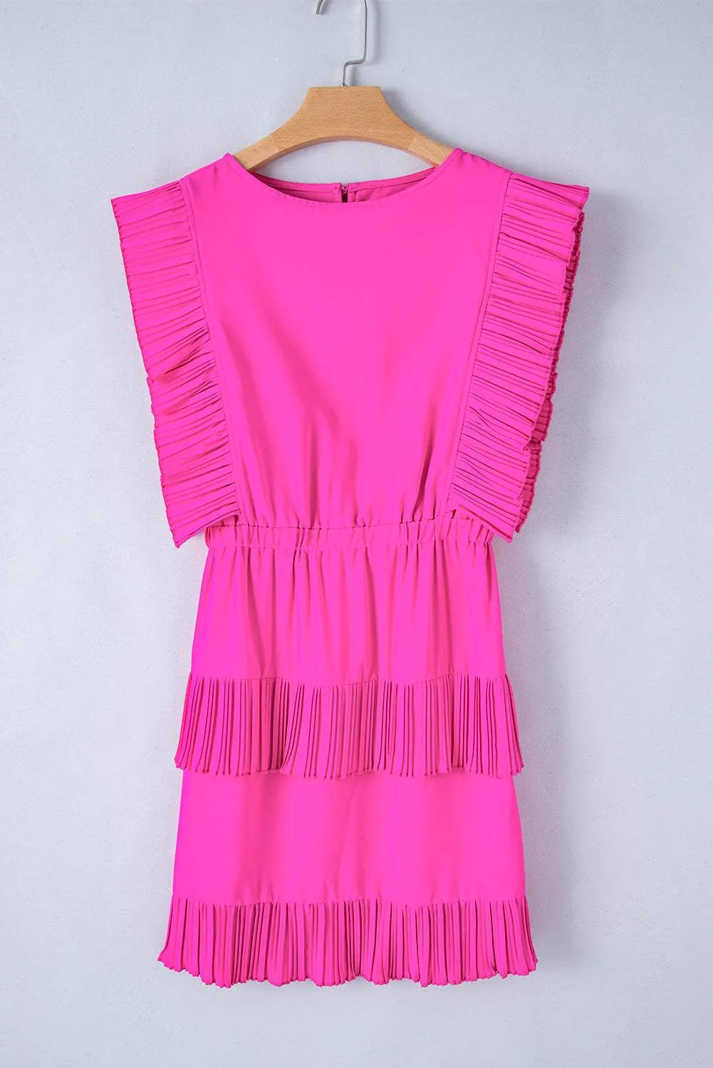 Ruched Round Neck Cap Sleeve Mini Dress Casual Dresses - Tophatter Daily Deals