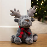Alfie Reindeer Doorstop | Christmas Door Stop with Antlers & Checkered Scarf Doorstop - Tophatter Daily Deals