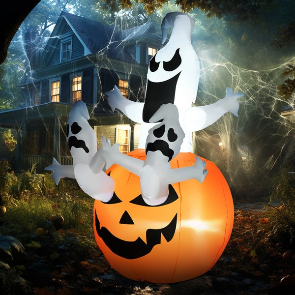 Halloween Inflatable Decoration Pumpkin With Ghosts LED 3D Changing Face Moving Picture Frame - Tophatter Daily Deals
