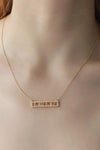 Inlaid Cubic Zirconia Bar Pendant Necklace Gold One Size Necklaces - Tophatter Daily Deals