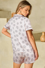Beige Floret Printed Pajama Shorts Set Loungewear & Sleepwear/Sleepwear - Tophatter Daily Deals