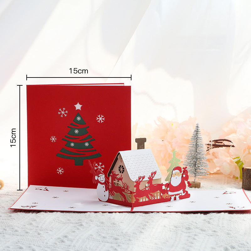 3d Christmas Greeting Card Stereo Christmas Tree Card Creative Cottage Light Music 0 - Tophatter Daily Deals