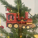 Red Train Christmas Bauble | Christmas Express Steam Train Tree Ornament - 12cm Baubles - Tophatter Daily Deals