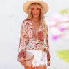 Spring And Summer Floral V-neck Long Sleeve Loose Casual Shirt Humidifier - Tophatter Daily Deals