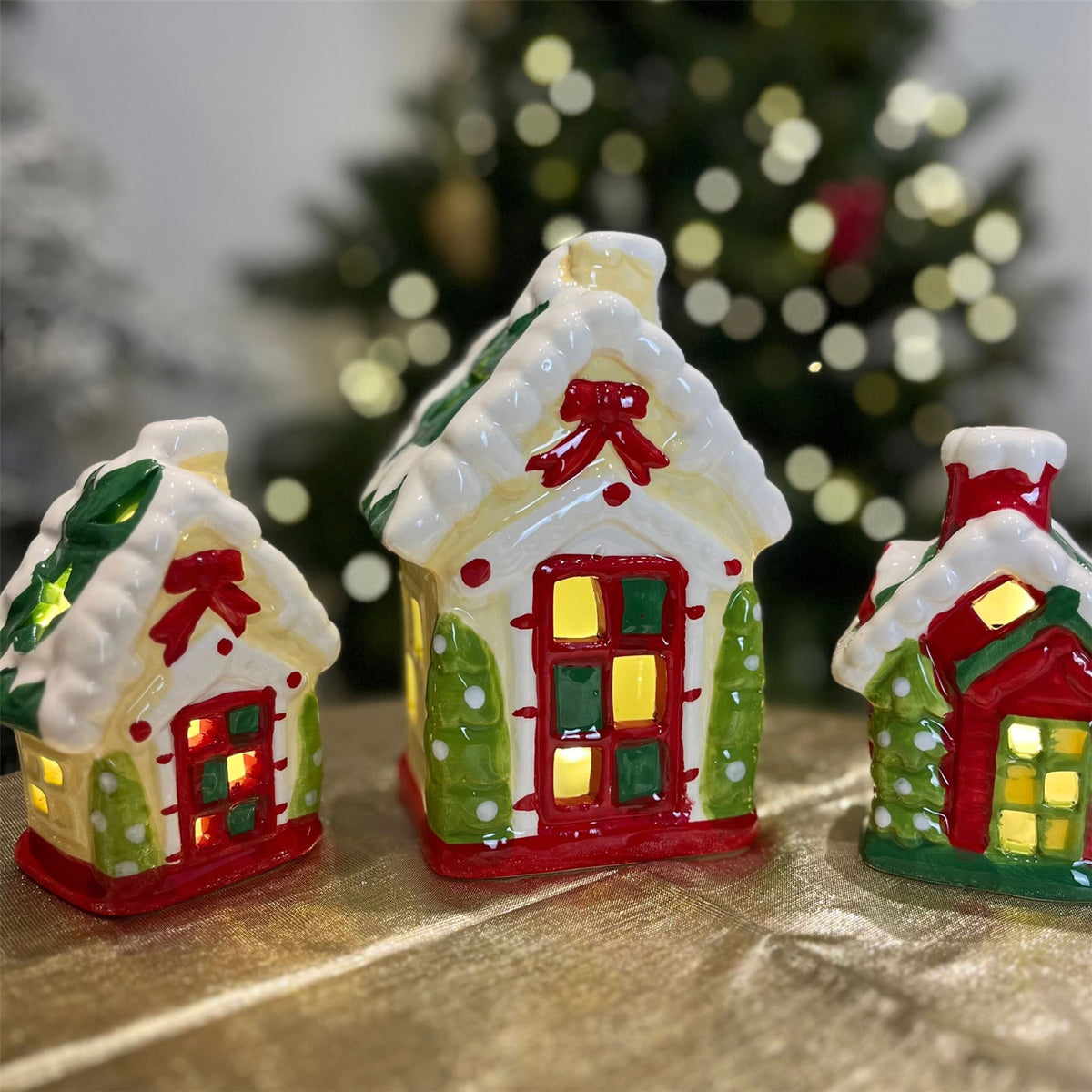 LED Ceramic Christmas House | Light Up House Christmas Village Ornament - 15cm LED Light - Tophatter Daily Deals