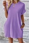 Pocketed Round Neck Short Sleeve Dress Casual Dresses - Tophatter Daily Deals