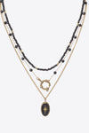 Three-Piece Stainless Steel Necklace Set Black Gold One Size Necklaces - Tophatter Daily Deals