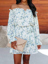 Frill Off-Shoulder Flounce Sleeve Mini Dress Casual Dresses - Tophatter Daily Deals