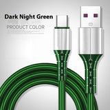 Android TYPE-C Super Fast Charge 5A Nylon Braided Mobile Phone Charging Cable Green 0 - Tophatter Daily Deals