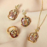 Baroque Three-piece Purple Special-shaped Pearl Necklace 0 - Tophatter Daily Deals