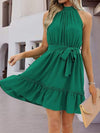 Frill Tied Mock Neck Sleeveless Dress Casual Dresses - Tophatter Daily Deals