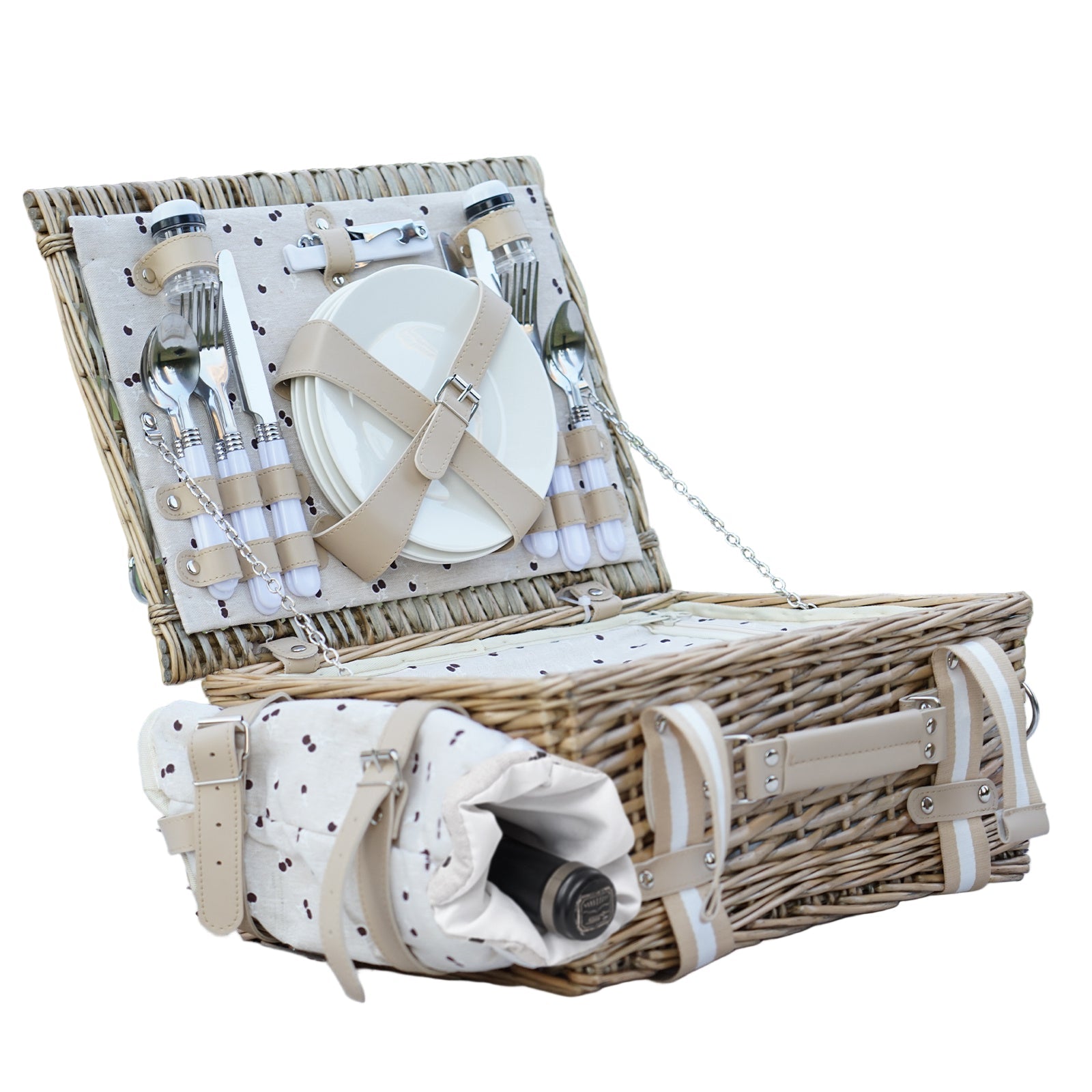 Four-Person Rattan Picnic Basket Set Outdoor Recreation > Picnic > Picnic Baskets - Tophatter Daily Deals