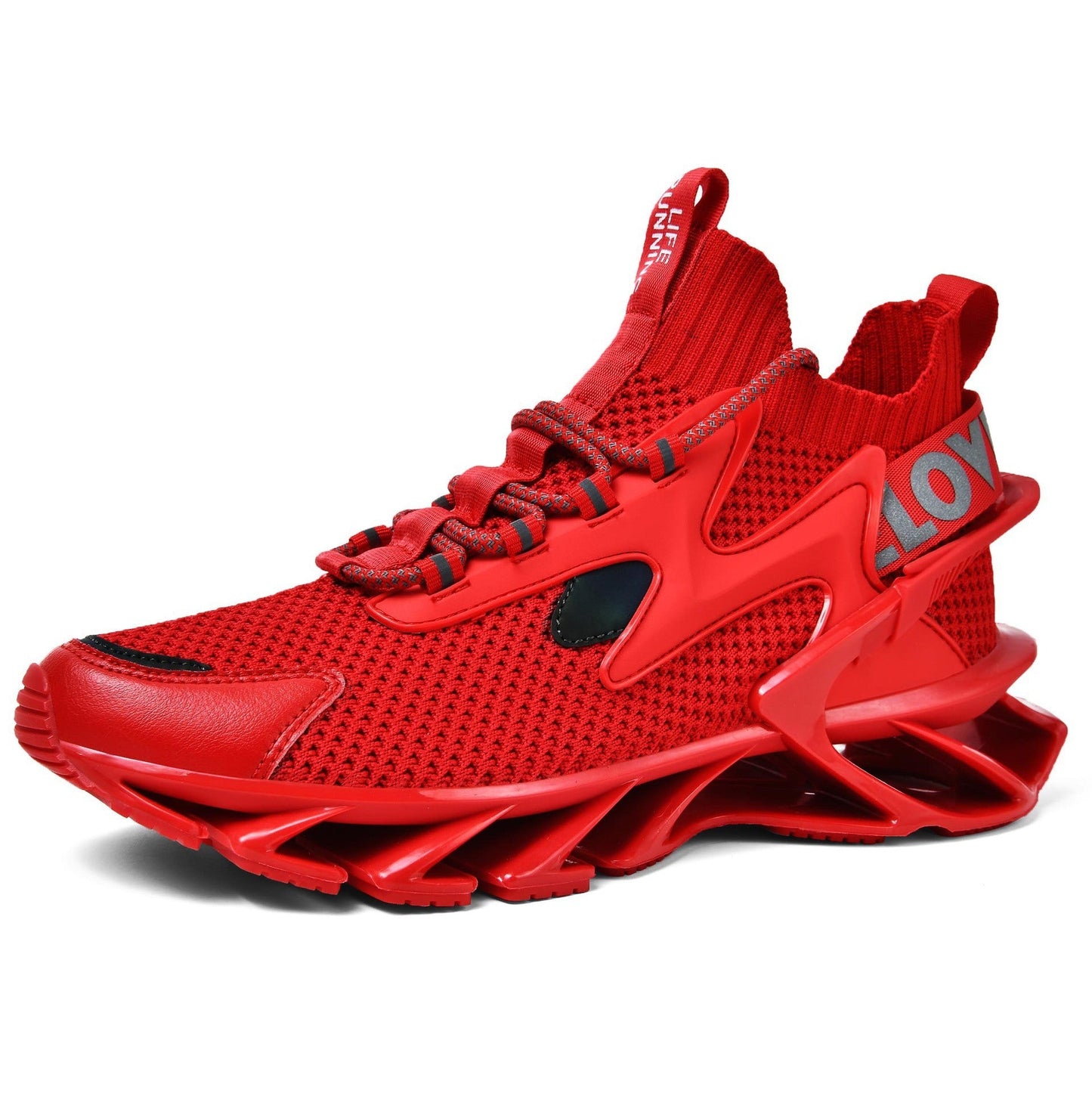 Blade Sneakers Men's Microfiber Flying High-Top Shoes Casual Men's Trendy Shoes Red A 0 - Tophatter Daily Deals