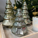 Silver Glass Christmas Tree | Freestanding Mottled Gold Tree Ornament - 13cm Ornament - Tophatter Daily Deals