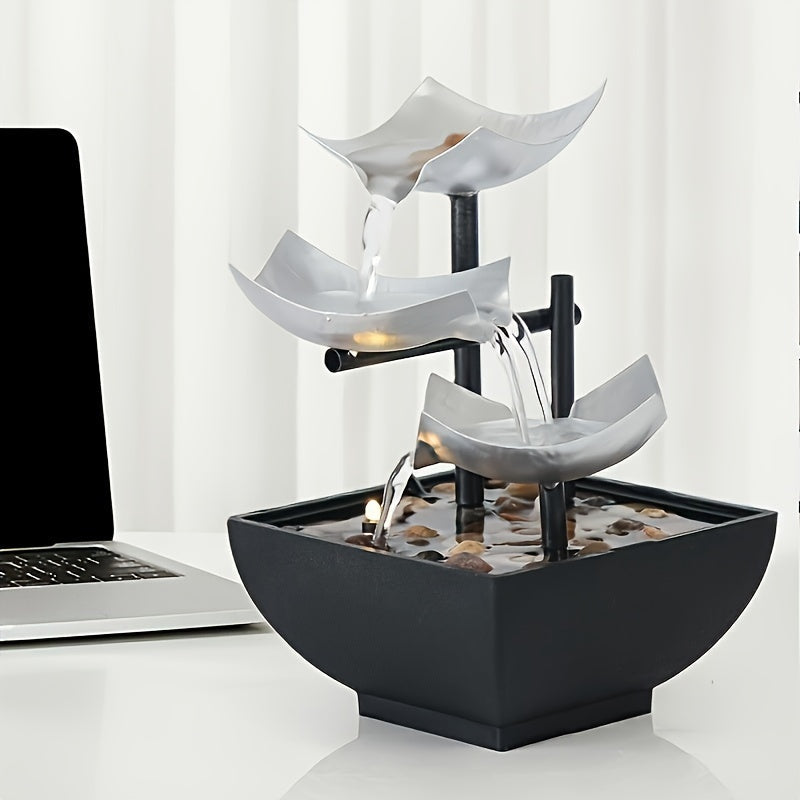 USB Metal Flower Desktop Fountain for Home Office Home & Garden - Tophatter Daily Deals