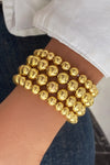 Gold Multi Layered Alloy Beaded Elastic Bracelet Gold ONE SIZE Alloy Bracelets - Tophatter Daily Deals