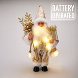 LED Gold Santa Claus | Light-up Christmas Standing Santa Figurine - 30cm Ornament - Tophatter Daily Deals