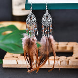 Bohemian Earrings Long Tassel Retro Feather Earrings Ethnic Style Jewelry DC1414 3 Coffee 0 - Tophatter Daily Deals