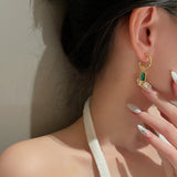 925 Silver Needle Personalized Design Diamond Green Zircon Earrings 0 - Tophatter Daily Deals
