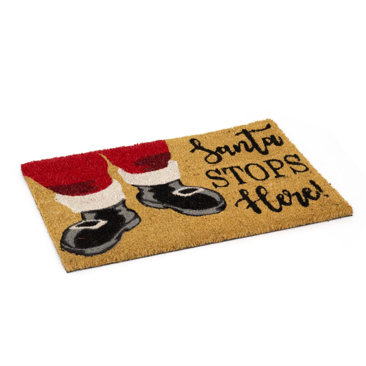 Santa Stops Here Christmas Doormat | Festive Coir Welcome Door Mat - 59x39cm Doormat - Tophatter Daily Deals