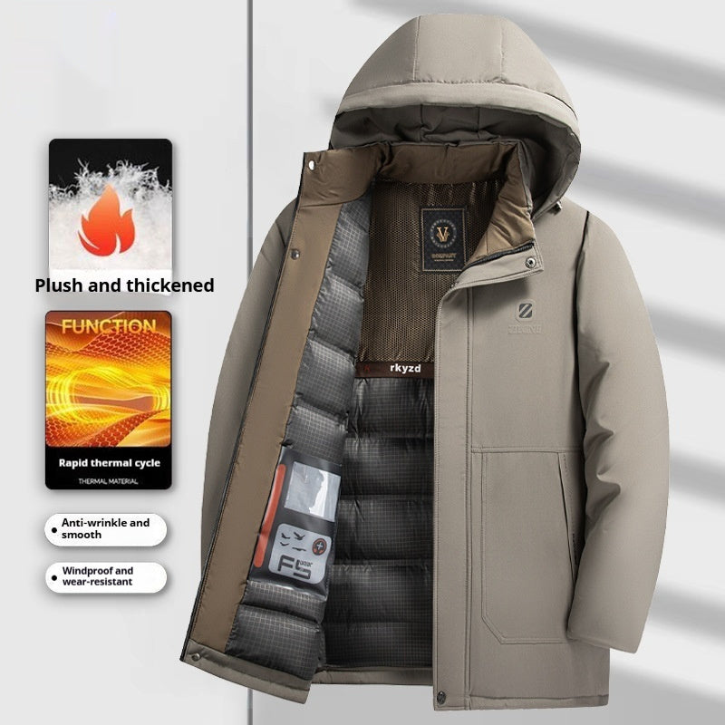 Insulating Men’s Down Parka - Hooded Corduroy, Winter Ready Khaki 3D Changing Face Moving Picture Frame - Tophatter Daily Deals