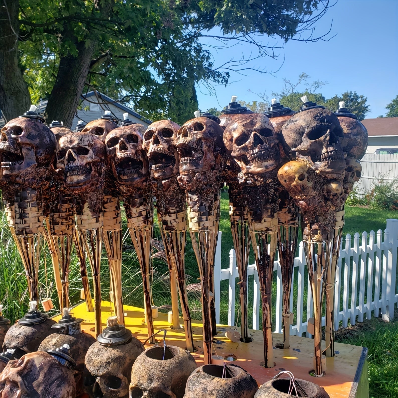 Halloween Mummy Skull Tiki Torch Outdoor Decor Halloween - Tophatter Daily Deals
