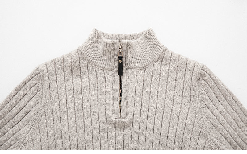 Fitted Men's Half Turtleneck Zip Sweater - Ribbed Knit 3D Changing Face Moving Picture Frame - Tophatter Daily Deals