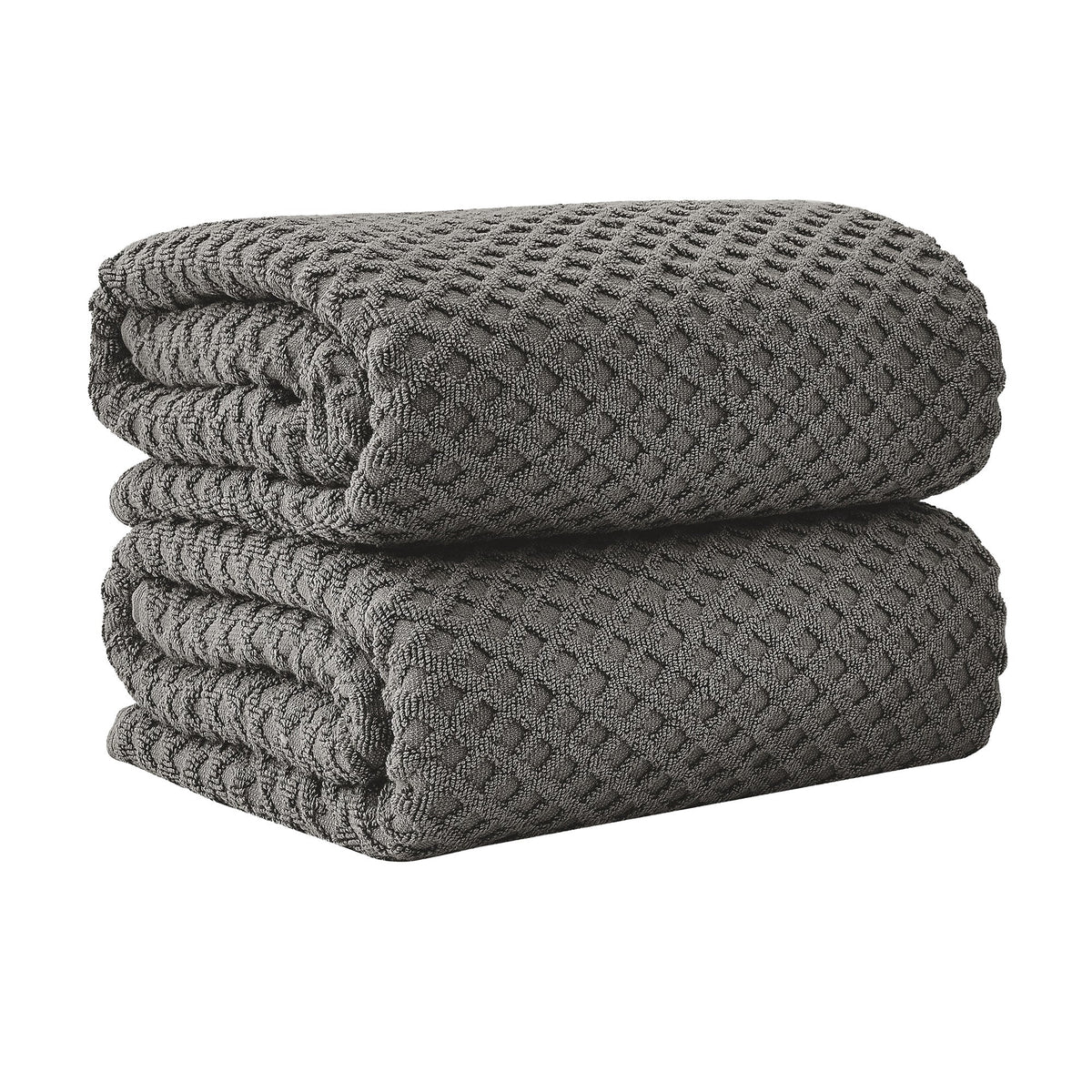 Cotton Diamond Waffle Weave Bath Towel Set - Grayson Collection Bath Sheet (Pack of 2) Dark Gray Bath - Tophatter Daily Deals
