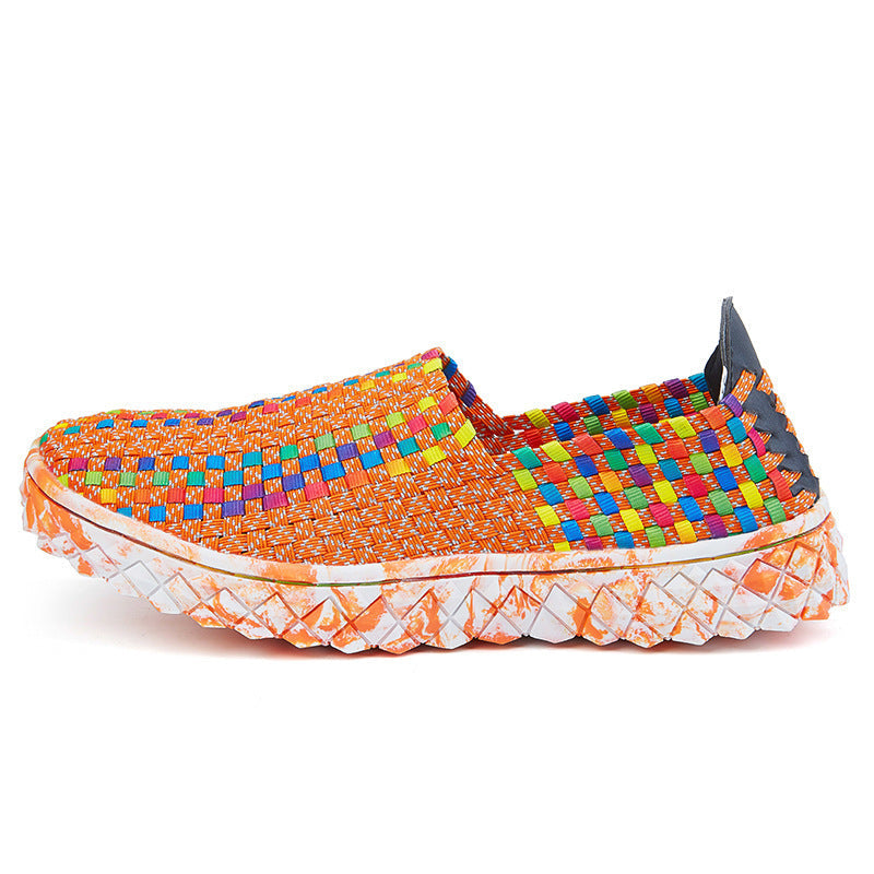 Braided Shoes Men's Casual Sports Shoes Elastic Loafers Orange 0 - Tophatter Daily Deals