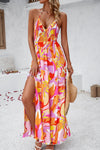 Smocked Slit Tied Printed Dress Coral Casual Dresses - Tophatter Daily Deals